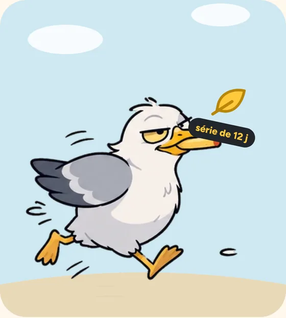 Kevin la mouette s'enfuit avec une série de 12 jours dans le bec.